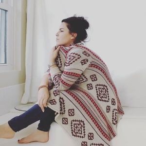 Long Open-Front Draped Cardigan